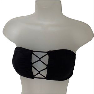 VS bandeau front cross black bikini top size S EUC